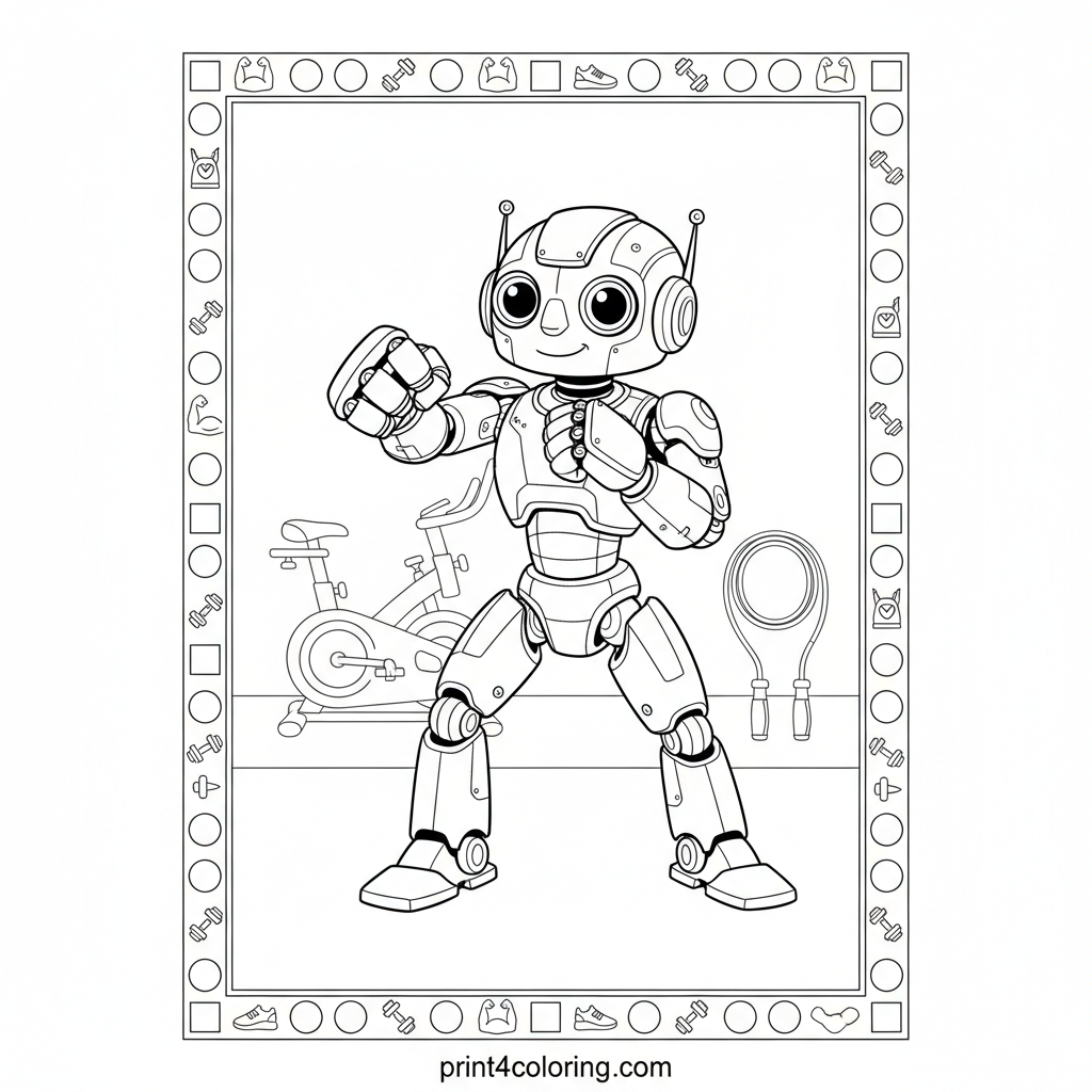 Robot's Gym Adventure: Fitness Fun