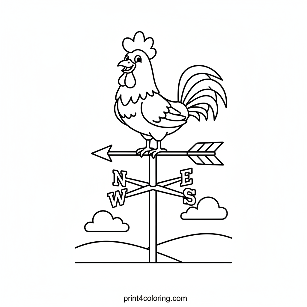 Happy Rooster on the Weather Vane