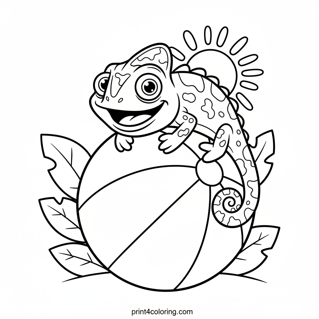 Giggling Chameleon's Beach Ball Blunder