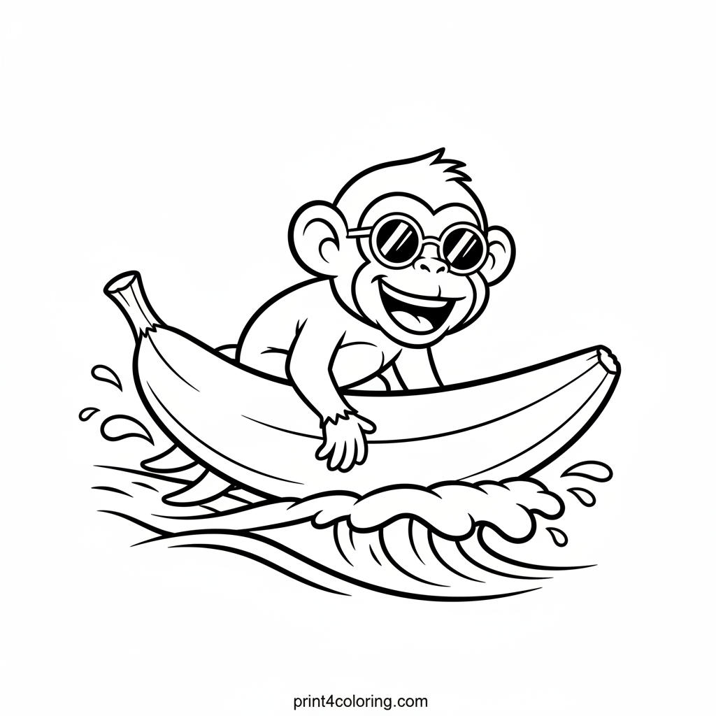 Silly Surfing Monkey's Banana Board