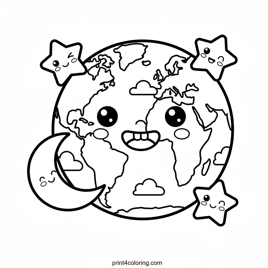 Smiling Earth and Its Cosmic Crew