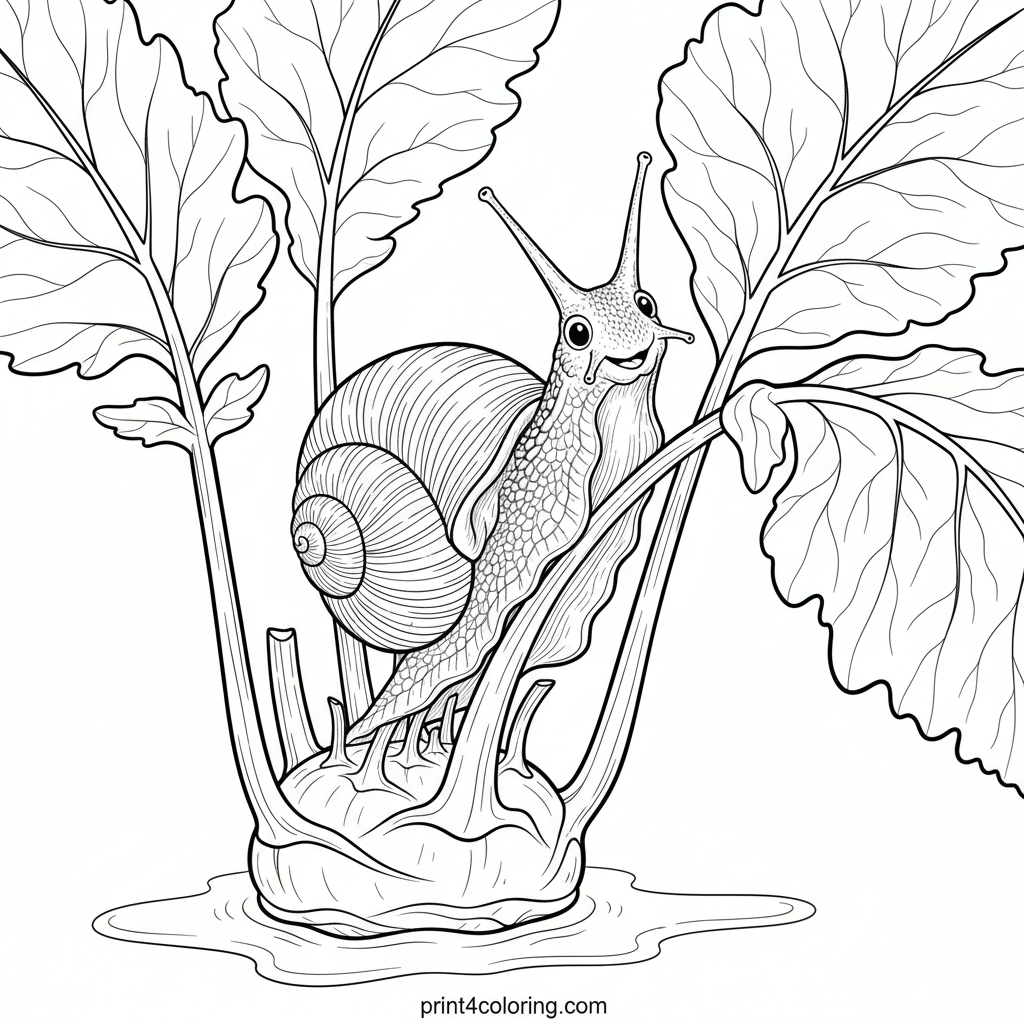 The Determined Snail's Grand Kohlrabi Climb