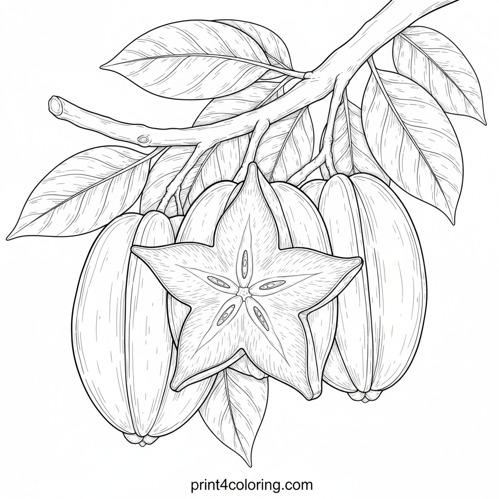 Tropical Starburst Study: Star Fruit Close-up