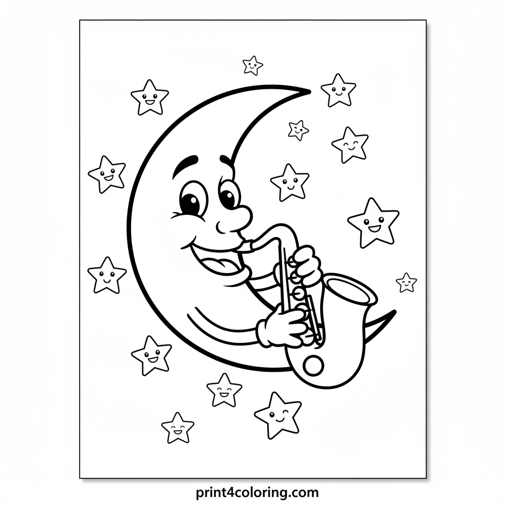Crescent Moon's Starry Saxophone Serenade