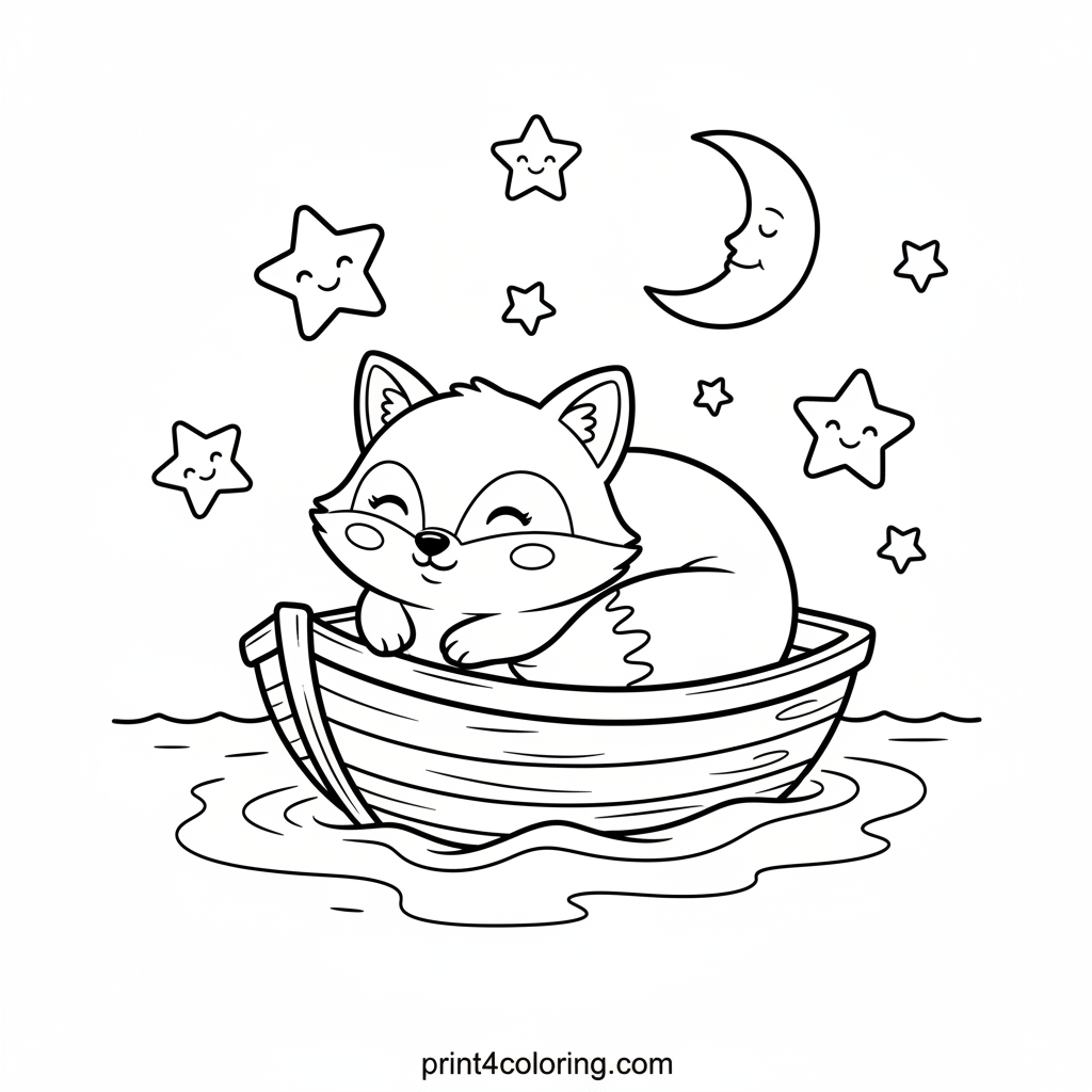 Sleepy Fox's Starry Rowboat Dream