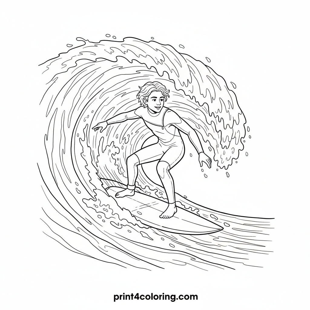 Surfer's Perfect Wave Ride