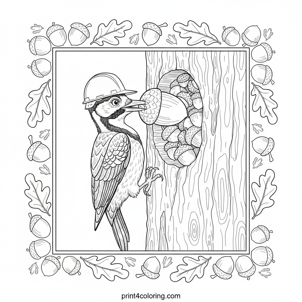 The Acorn Architect: A Woodpecker's Persistent Project