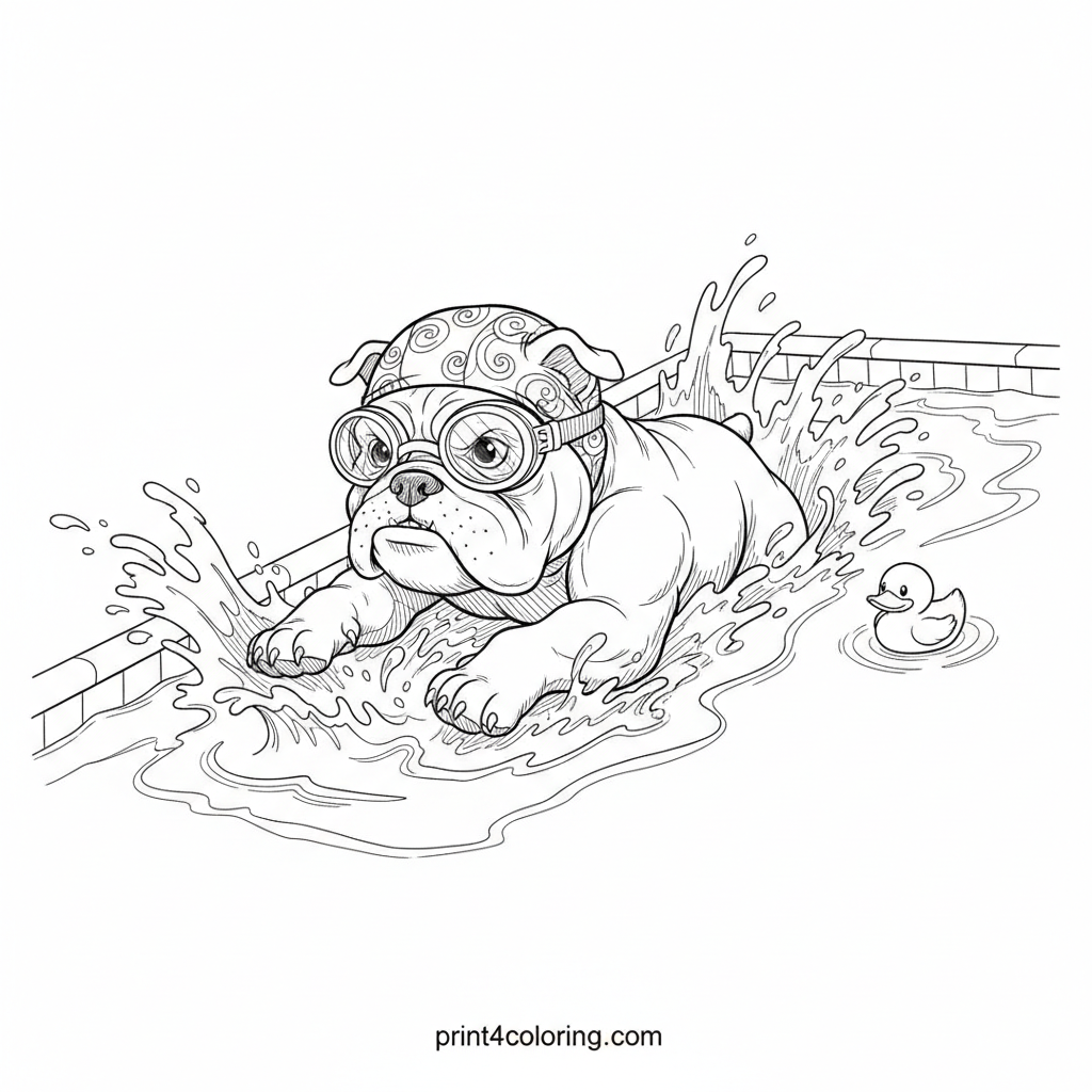 The Bulldog's Pool Day: Action Pose!