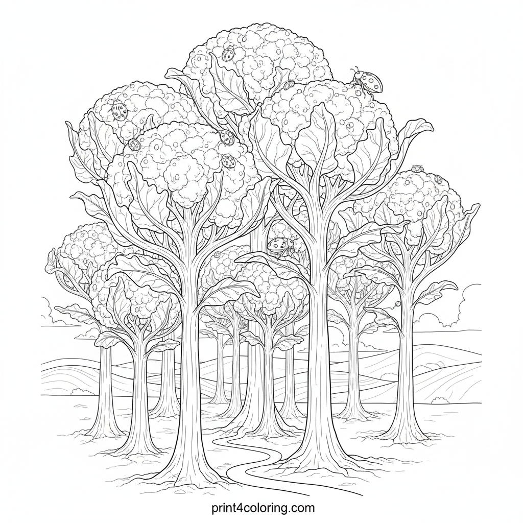 Whimsical Cauliflower Forest Adventure