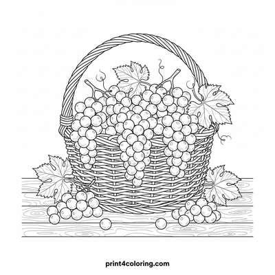 Harvest Bounty: A Detailed Grape Basket - free printable coloring page