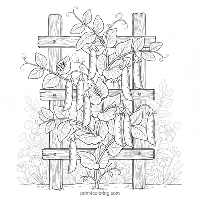 Bountiful Pea Harvest: A Garden's Delight - free printable coloring page