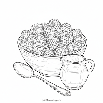 Sweet Summer Raspberries Close-up - free printable coloring page