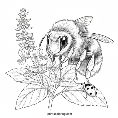 Basil Bee's Nectar Delight - free printable coloring page