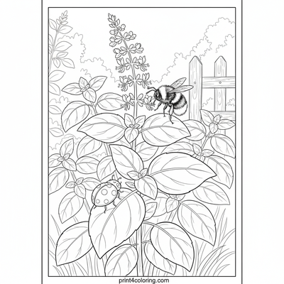 Nature's Tiny Helpers: Basil & Bees - free printable coloring page