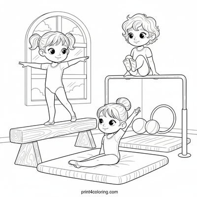 Gymnastics coloring pages preview