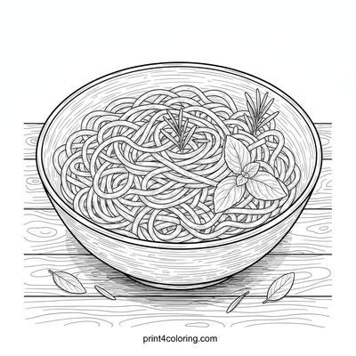 A Culinary Knot: Detailed Noodle Still Life - free printable coloring page