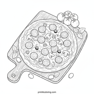 The Grand Pizza Feast: A Culinary Masterpiece - free printable coloring page