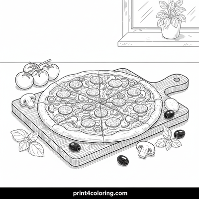 The Ultimate Pizza Still Life - free printable coloring page