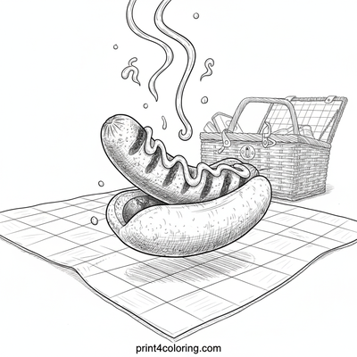 Picnic Perfection: The Gourmet Hotdog - free printable coloring page