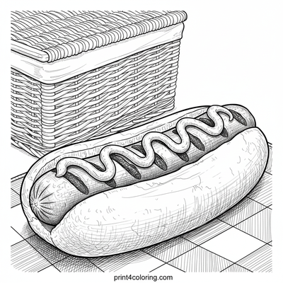 Picnic Perfection: Gourmet Hotdog Delight - free printable coloring page