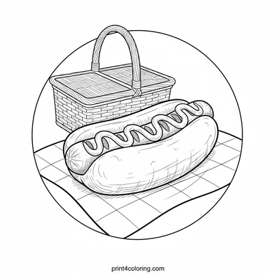 Cozy Picnic Hotdog Feast - free printable coloring page