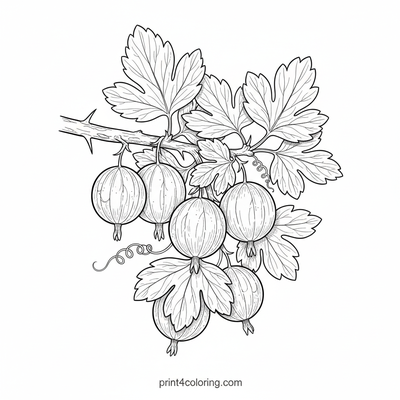 Intricate Gooseberry Harvest - free printable coloring page