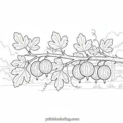 Intricate Gooseberry Harvest - free printable coloring page