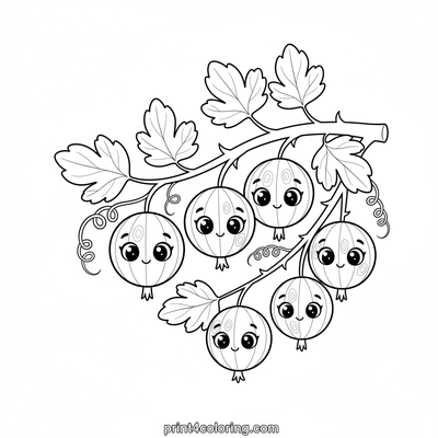 Gooseberry Bush Bounty - free printable coloring page