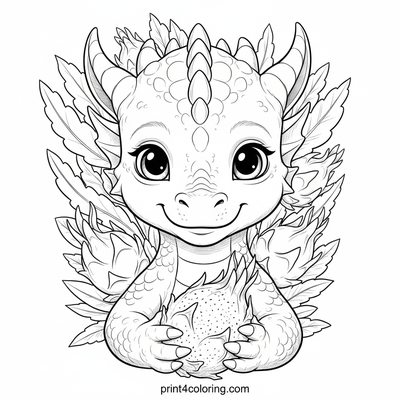 Gentle Dragon's Dragon Fruit Harvest - free printable coloring page