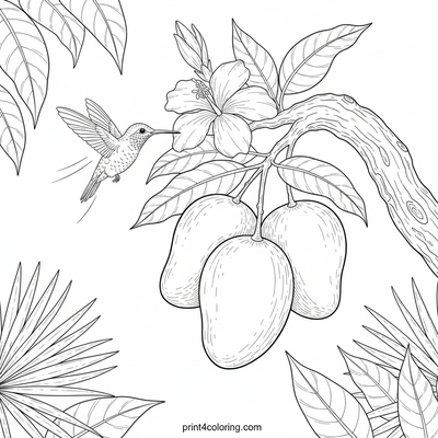 Friendly Mango Harvest: Hummingbird's Delight - free printable coloring page