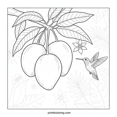 Tropical Mango Nectar Dream - free printable coloring page
