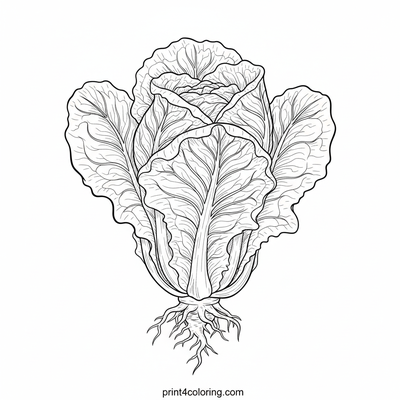 Garden's Bounty: Romaine Lettuce Close-Up - free printable coloring page