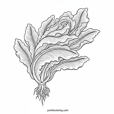 Romaine's Rooted Beauty: A Detailed Garden Study - free printable coloring page