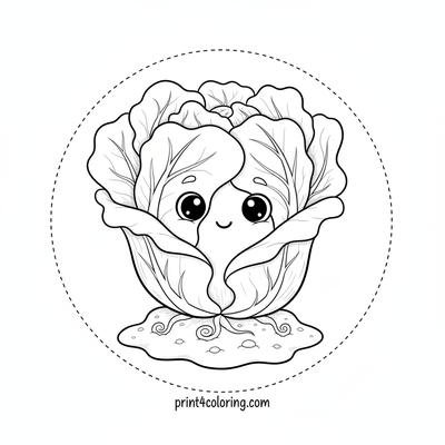 Garden's Green Glory: Detailed Romaine Lettuce Study - free printable coloring page