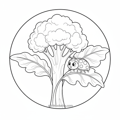 Ladybug's Broccoli Patch Adventure - free printable coloring page
