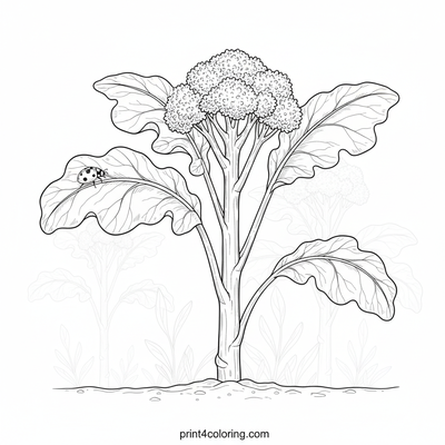 Ladybug's Grand Broccoli Garden - free printable coloring page