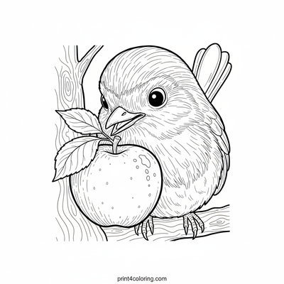 Robin's Ripe Apple Delight - free printable coloring page