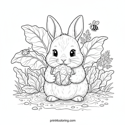 Little Bunny's Cauliflower Delight - free printable coloring page