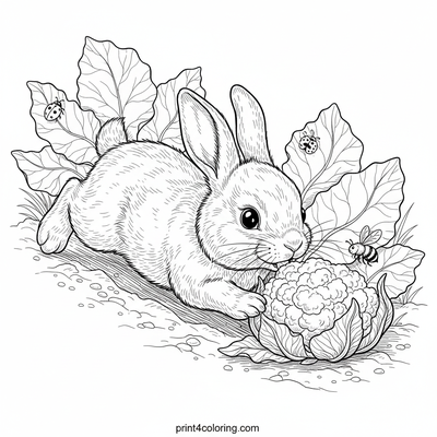 Little Bunny's Garden Feast - free printable coloring page