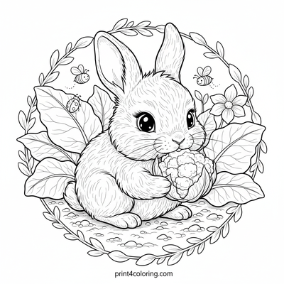 Little Bunny's Cauliflower Treat - free printable coloring page