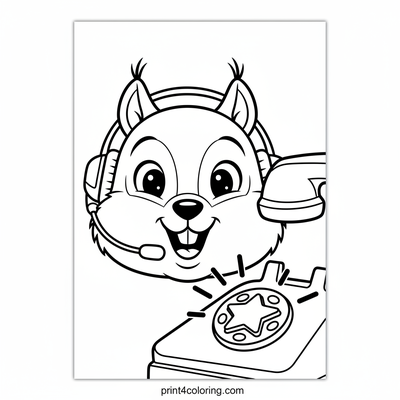 The Little Helper Squirrel's Hotline - free printable coloring page
