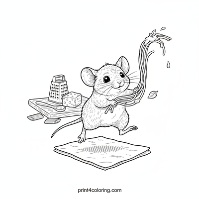 Tiny Chef's Spaghetti Delight - free printable coloring page
