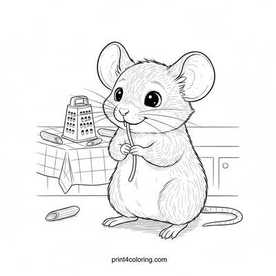 Tiny Mouse's Grand Spaghetti Feast - free printable coloring page