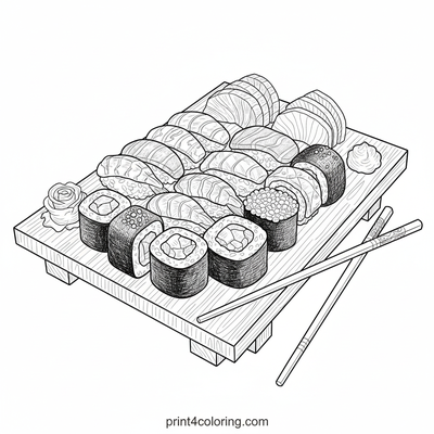 Gourmet Sushi Feast - free printable coloring page
