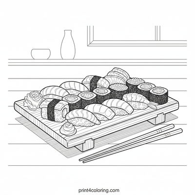 The Grand Sushi Feast - free printable coloring page
