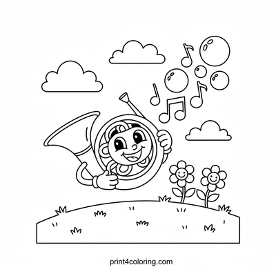 The Toot-ally Terrific French Horn - free printable coloring page