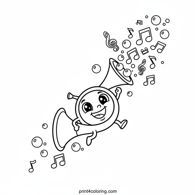A Silly French Horn's Big Toot - free printable coloring page