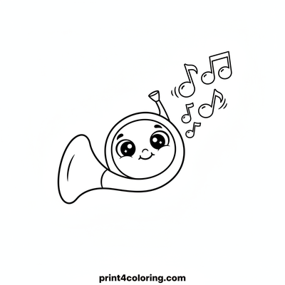 A Silly French Horn's Big Toot! - free printable coloring page