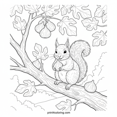 Fig Feast Frenzy: A Squirrel's Harvest - free printable coloring page