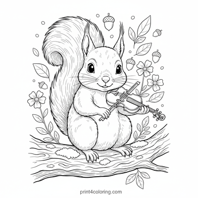 Maestro Squirrel's Woodland Concert - free printable coloring page